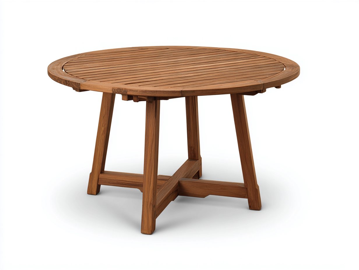 Mesas de jardín redondas de madera 110x110x75 cm - marrón - diseño clásico-Roommyhaus