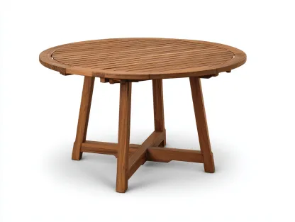 Mesas de jardín redondas de madera 110x110x75 cm - marrón - diseño clásico-Roommyhaus