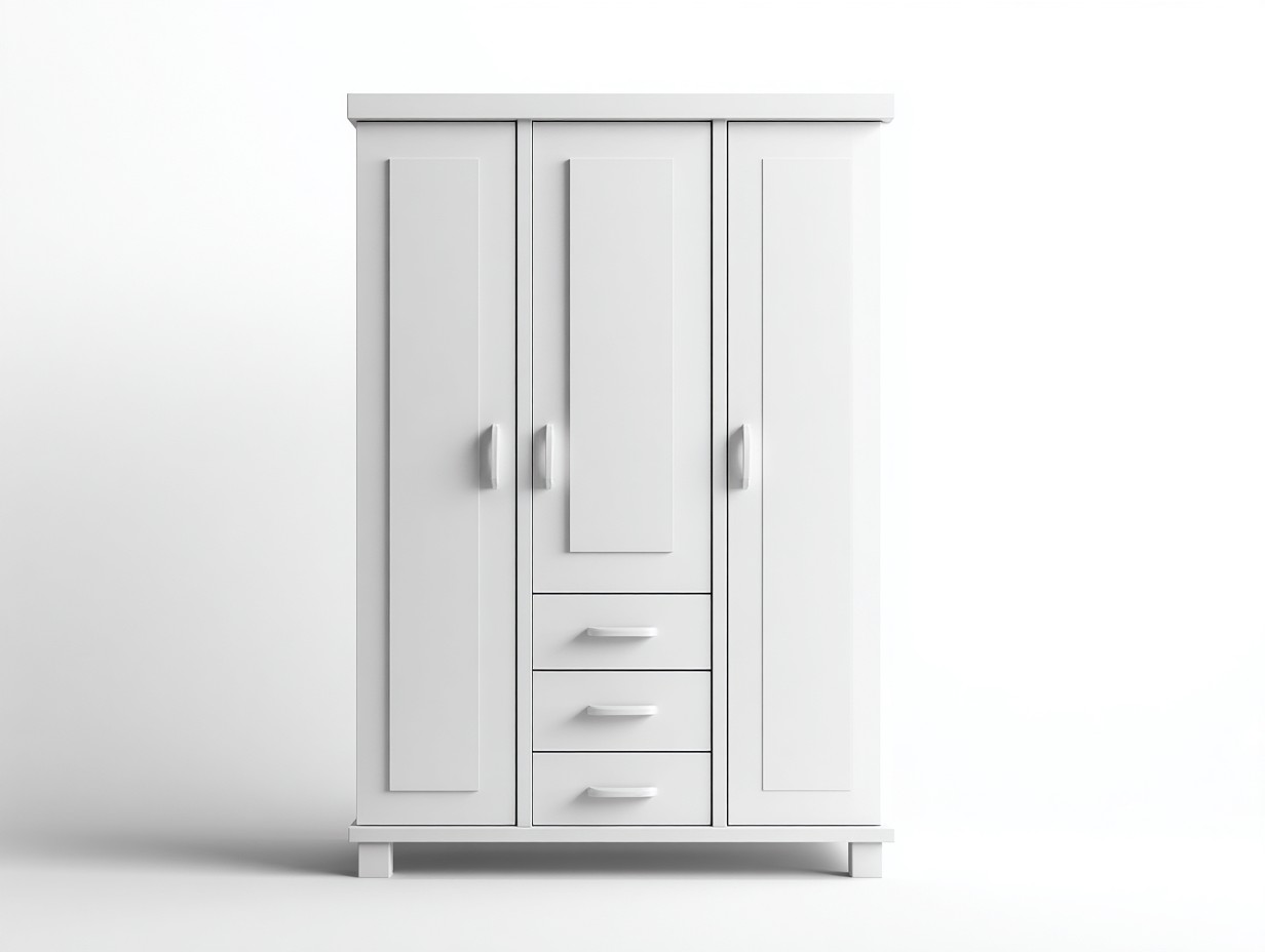 Armarios de madera con 3 puertas y 3 cajones 150x60x200 cm - blanco - diseño moderno-Roommyhaus