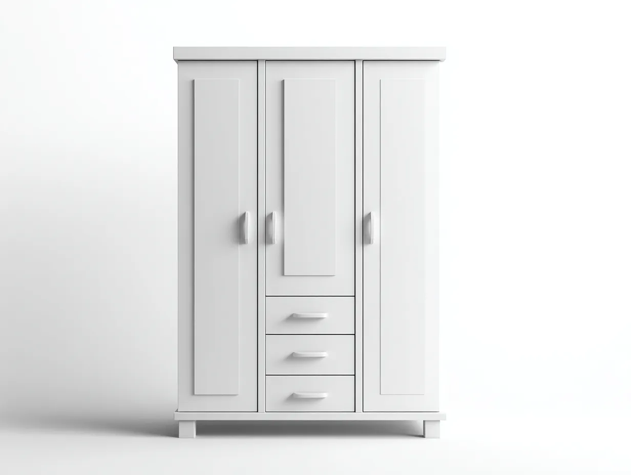 Armarios de madera con 3 puertas y 3 cajones 150x60x200 cm - blanco - diseño moderno-Roommyhaus