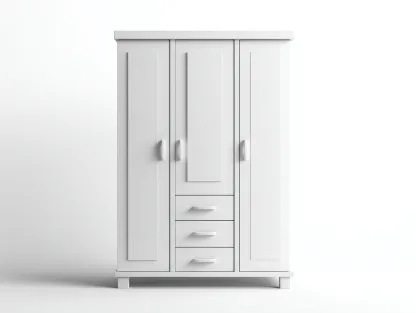 Armarios de madera con 3 puertas y 3 cajones 150x60x200 cm - blanco - diseño moderno-Roommyhaus