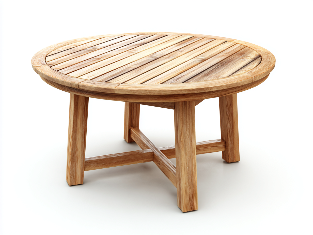 Mesas de jardín de madera redonda 100x100x75 cm - marrón - diseño clásico-Roommyhaus