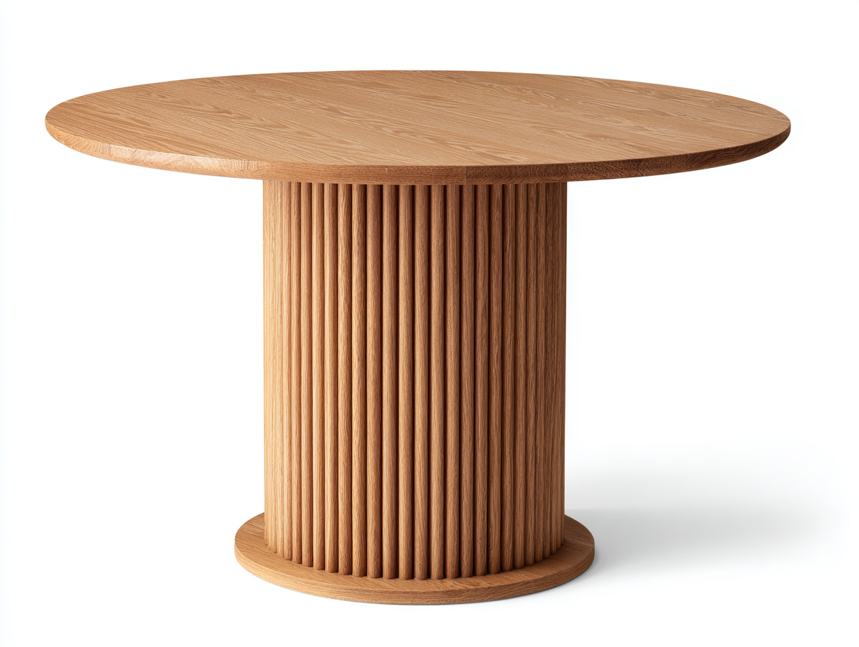 Mesas de jardín redondas de madera 120x120x75 cm - marrón - diseño moderno-Roommyhaus