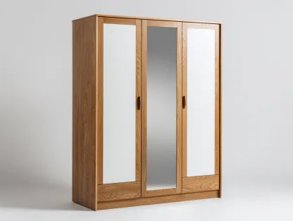 Armarios de madera con espejo 180x60x200 cm - roble natural - diseño moderno para dormitorio-Roommyhaus