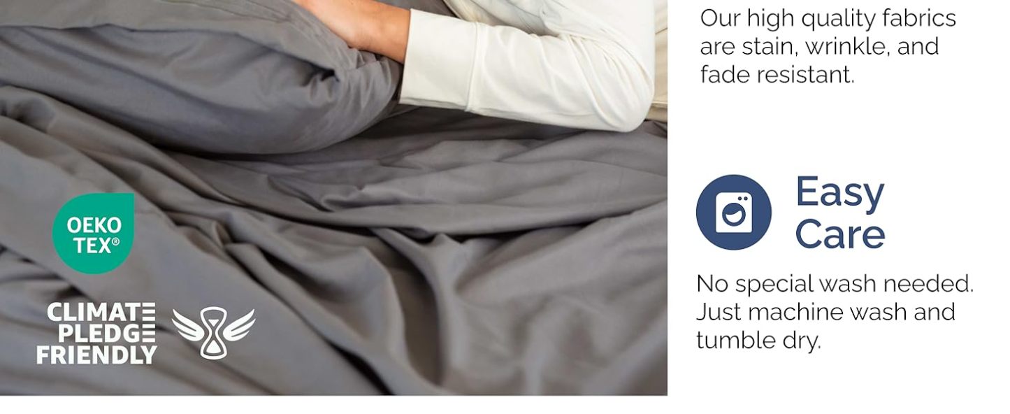 Amazon Basics Sheet Set Cationic Microfiber 4-Piece Bedding Set, Wrinkle Free and Easy Fit, Easy Care Bedding with 1 Deep Pocket Fitted Sheet, 1 Flat Sheet, and 2 Pillowcases, Queen, Gray