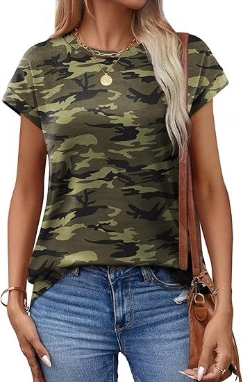 Womens Summer Tops Short Sleeve Shirts Crew Neck Tshirt Cute Trendy Tunic Blouses