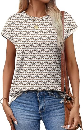 Womens Summer Tops Short Sleeve Shirts Crew Neck Tshirt Cute Trendy Tunic Blouses