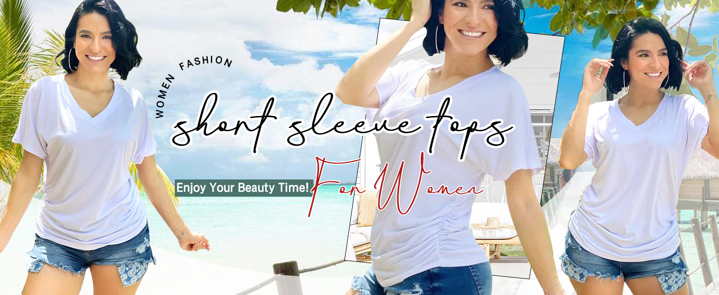 YUCOLEN Polo Shirts for Women Short Sleeve 3 Button Collared Golf Tee Cotton Business Casual Summer Work Tops