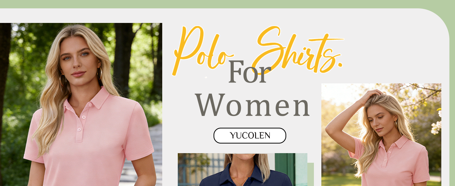 YUCOLEN Polo Shirts for Women Short Sleeve 3 Button Collared Golf Tee Cotton Business Casual Summer Work Tops