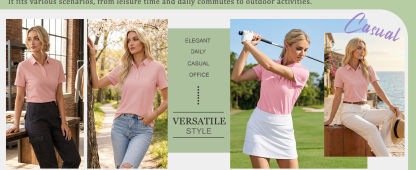 YUCOLEN Polo Shirts for Women Short Sleeve 3 Button Collared Golf Tee Cotton Business Casual Summer Work Tops