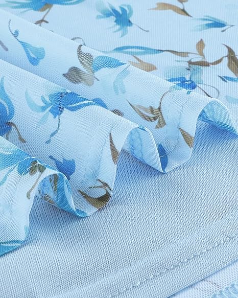 Women's 3/4 Sleeve Tunic Tops Casual Loose Fit Floral Blouses Mesh Pleated Layered Shirt