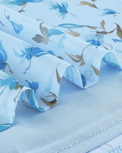 Women's 3/4 Sleeve Tunic Tops Casual Loose Fit Floral Blouses Mesh Pleated Layered Shirt