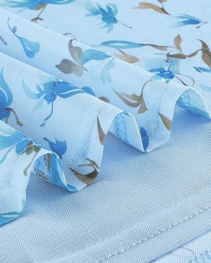 Women's 3/4 Sleeve Tunic Tops Casual Loose Fit Floral Blouses Mesh Pleated Layered Shirt