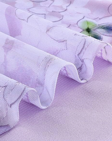 Women's 3/4 Sleeve Tunic Tops Casual Loose Fit Floral Blouses Mesh Pleated Layered Shirt