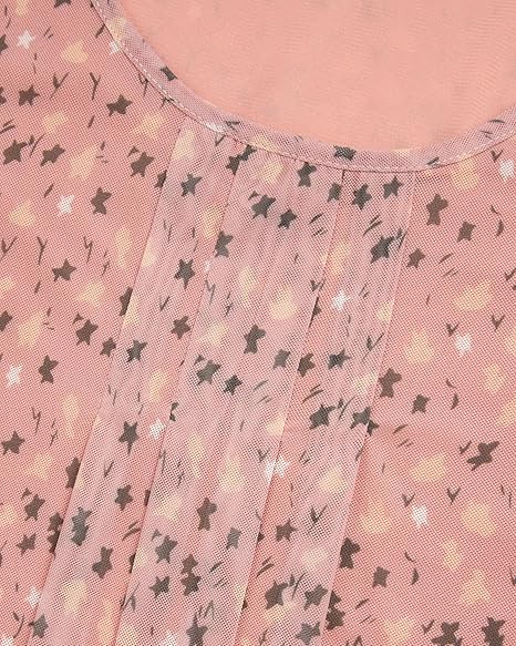 Women's 3/4 Sleeve Tunic Tops Casual Loose Fit Floral Blouses Mesh Pleated Layered Shirt