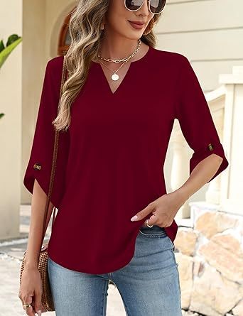 Women's short-sleeved cute summer shirt, round neck, formal and casual T-shirt, workwear, S-2XL sizes.