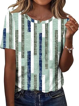 Women's short-sleeved cute summer shirt, round neck, formal and casual T-shirt, workwear, S-2XL sizes.