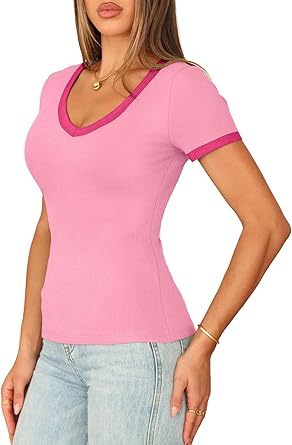 Women's short-sleeved cute summer shirt, round neck, formal and casual T-shirt, workwear, S-2XL sizes.