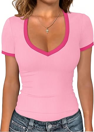 Women's short-sleeved cute summer shirt, round neck, formal and casual T-shirt, workwear, S-2XL sizes.