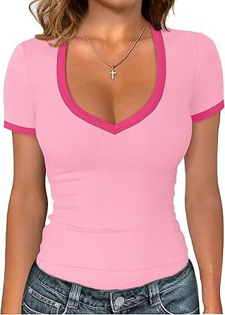 Women's short-sleeved cute summer shirt, round neck, formal and casual T-shirt, workwear, S-2XL sizes.