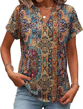 Women's short-sleeved cute summer shirt, round neck, formal and casual T-shirt, workwear, S-2XL sizes.