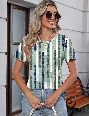 Women's short-sleeved cute summer shirt, round neck, formal and casual T-shirt, workwear, S-2XL sizes.