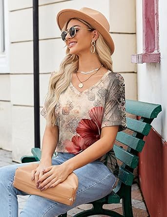 Women's short-sleeved cute summer shirt, round neck, formal and casual T-shirt, workwear, S-2XL sizes.