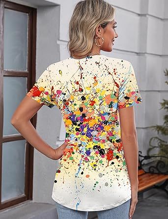 Women's short-sleeved cute summer shirt, round neck, formal and casual T-shirt, workwear, S-2XL sizes.