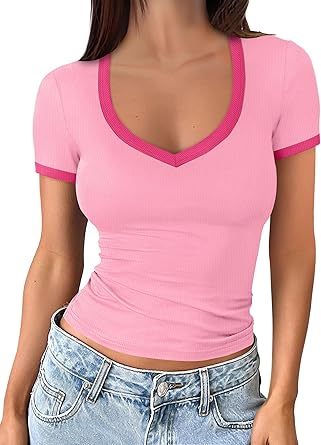 Women's short-sleeved cute summer shirt, round neck, formal and casual T-shirt, workwear, S-2XL sizes.