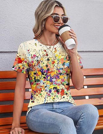 Women's short-sleeved cute summer shirt, round neck, formal and casual T-shirt, workwear, S-2XL sizes.