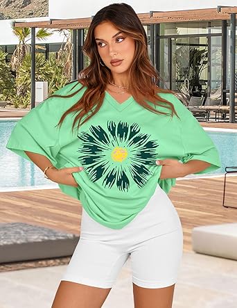 Women's Graphic Tees Casual Summer Funny Dragonfly Printed Short Sleeve Cute T Shirts Tops