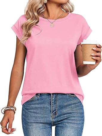 Women's Graphic Tees Casual Summer Funny Dragonfly Printed Short Sleeve Cute T Shirts Tops