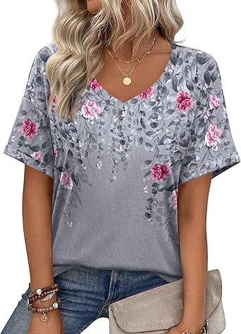 Women's Graphic Tees Casual Summer Funny Dragonfly Printed Short Sleeve Cute T Shirts Tops