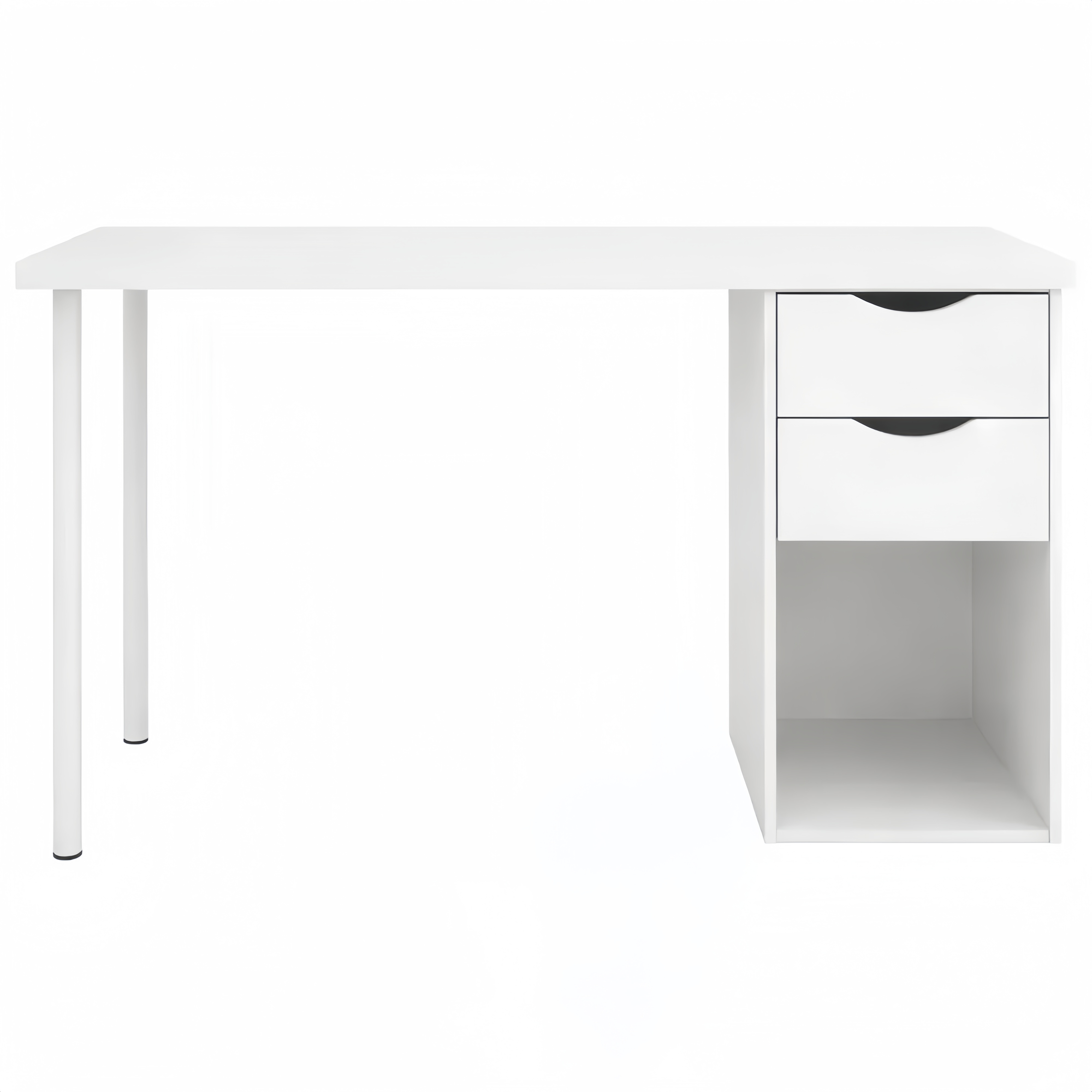 Scrivania Moderna con Cassettiera, 138 x 60 x 74 cm, Colore Bianco