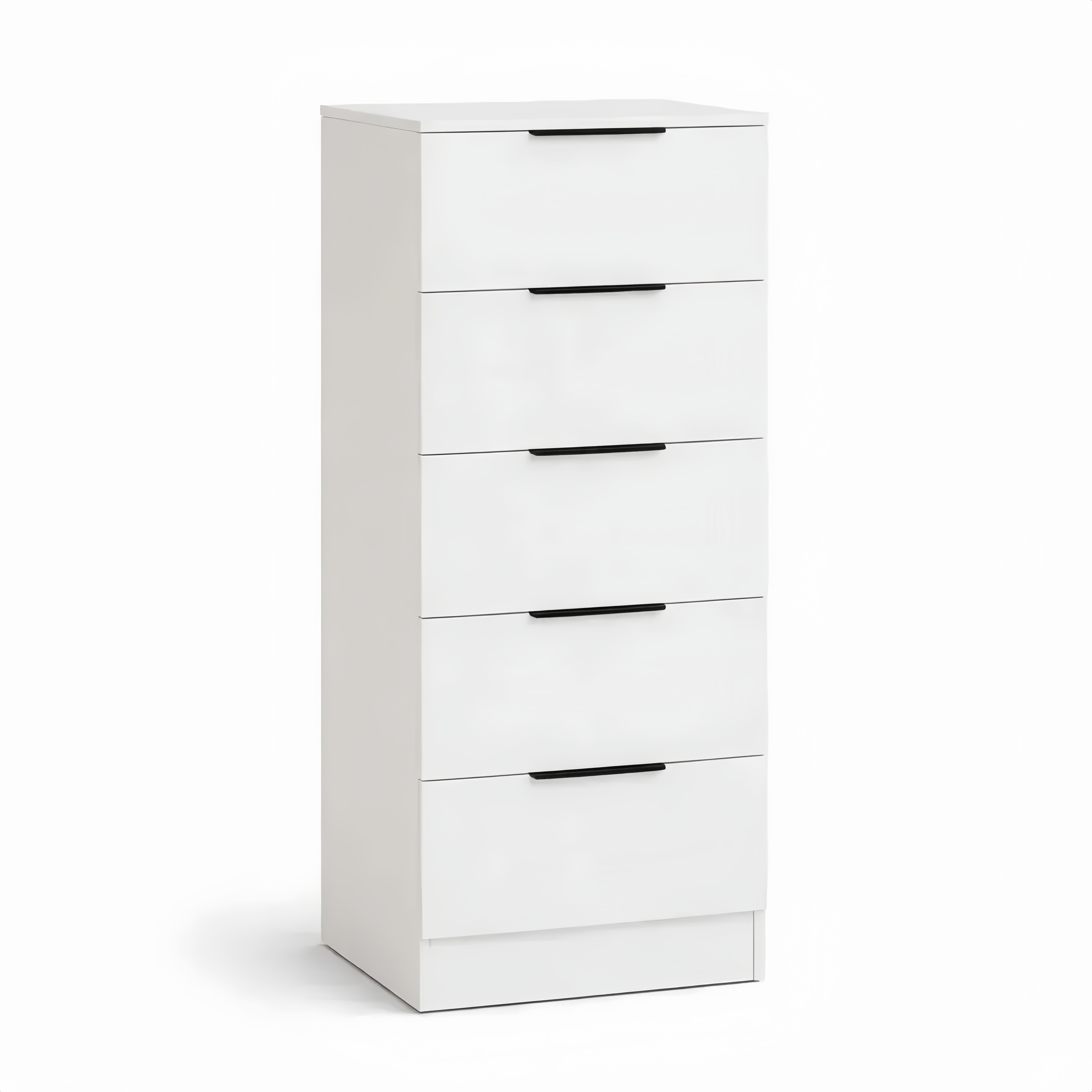 Cassettiera a 5 cassetti bianca, salvaspazio, per camera da letto