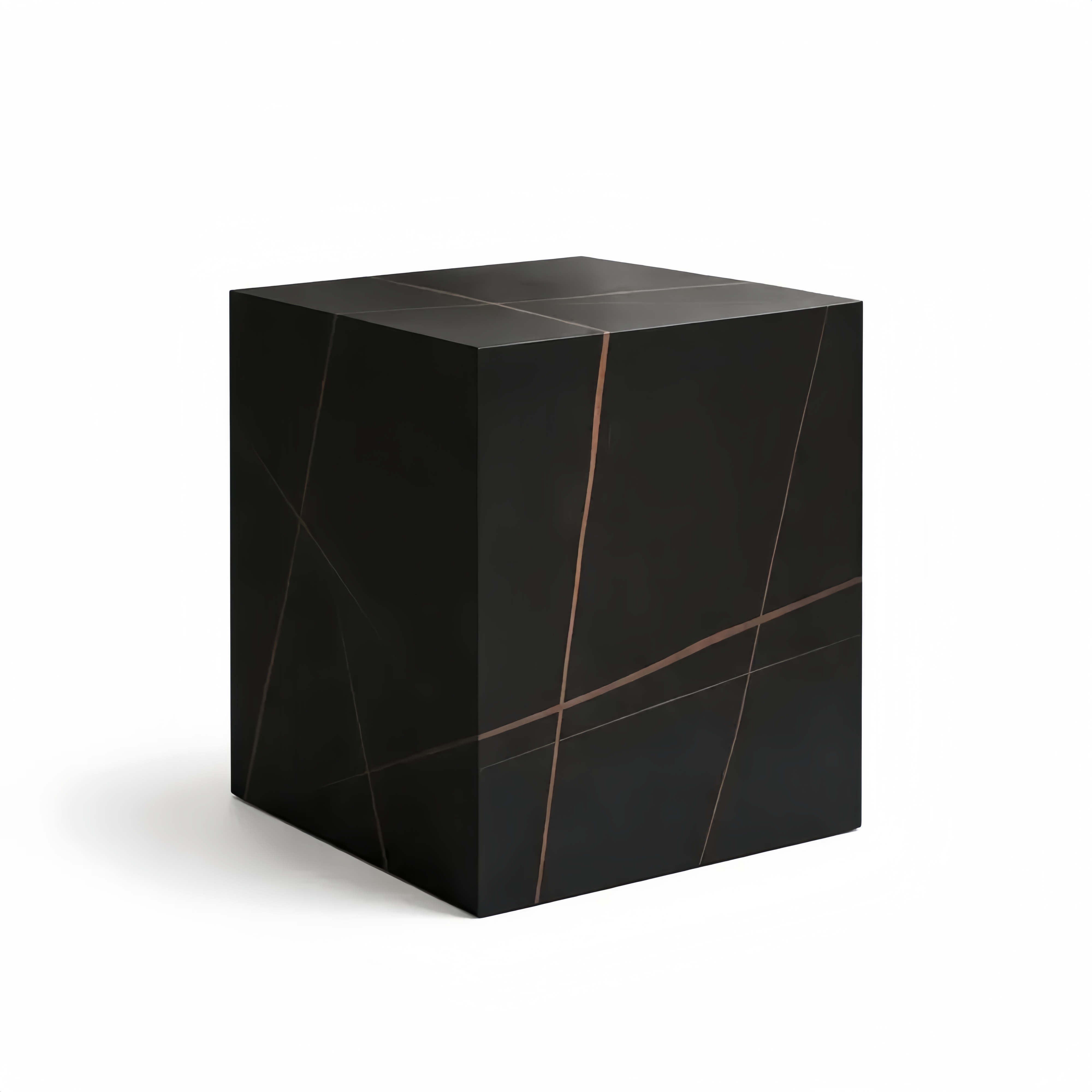 Tavolino Cubico Basso da Caffè Effetto Marmo Nero