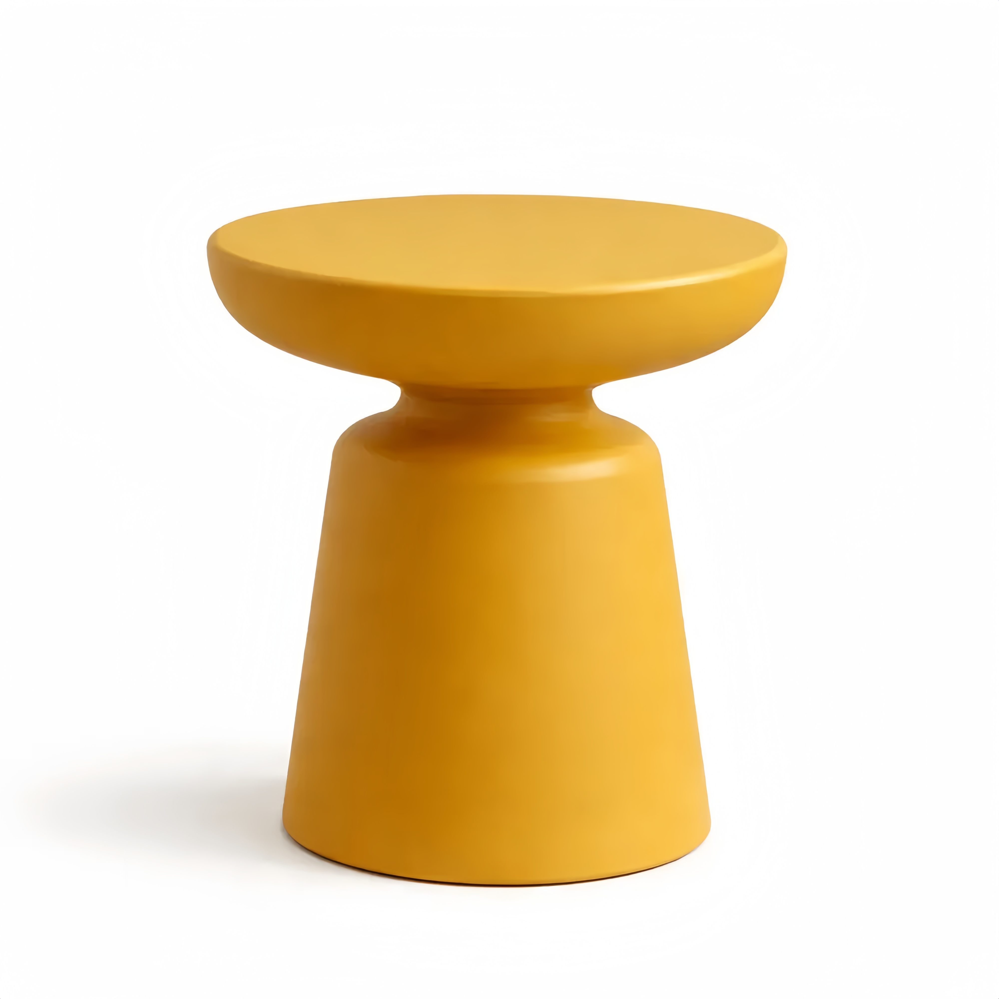 Tavolino da Caffè Rotondo con Base Centrale Gialla