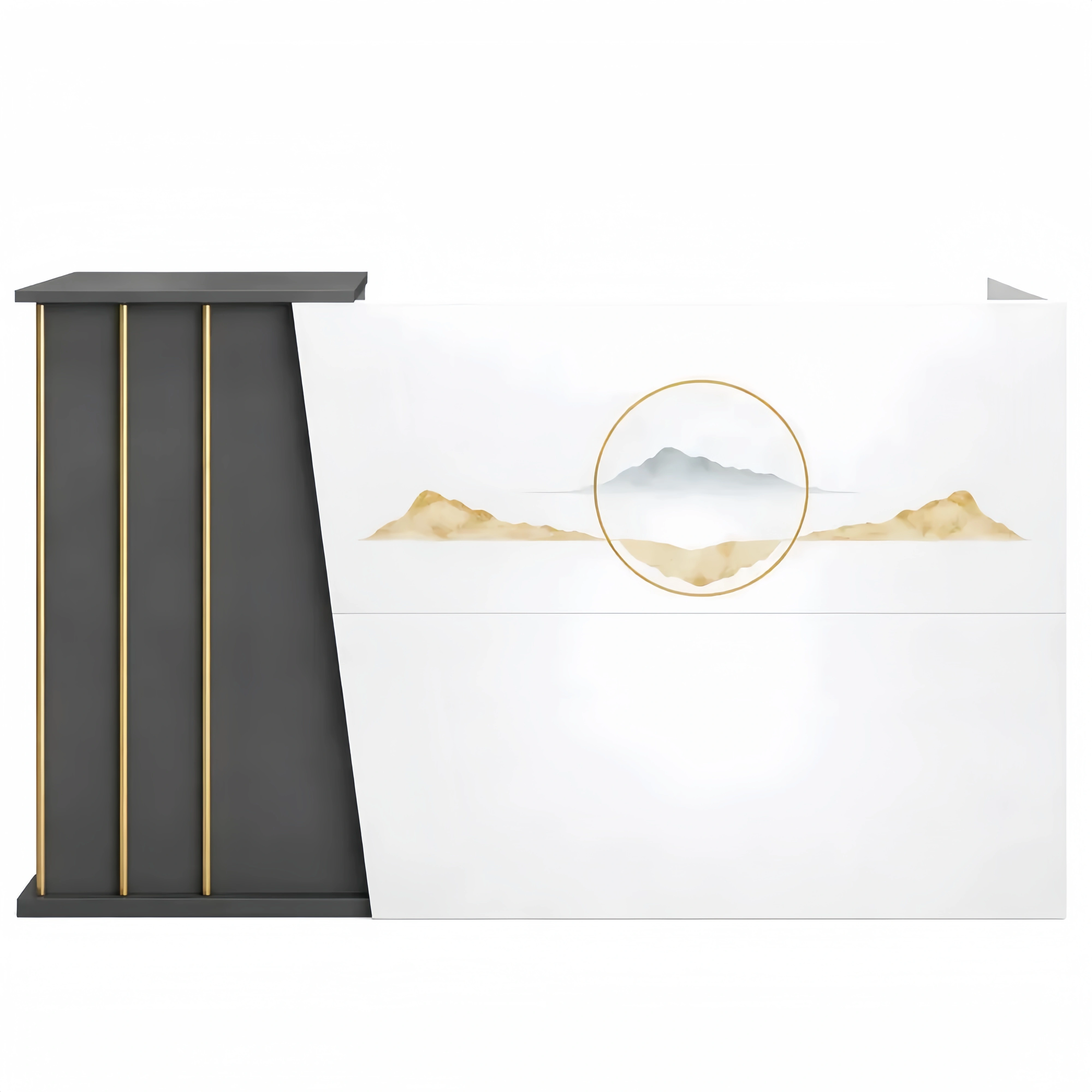 Banco Reception Curvo Alto con Cassetti per Negozi e Parrucchieri 140 cm