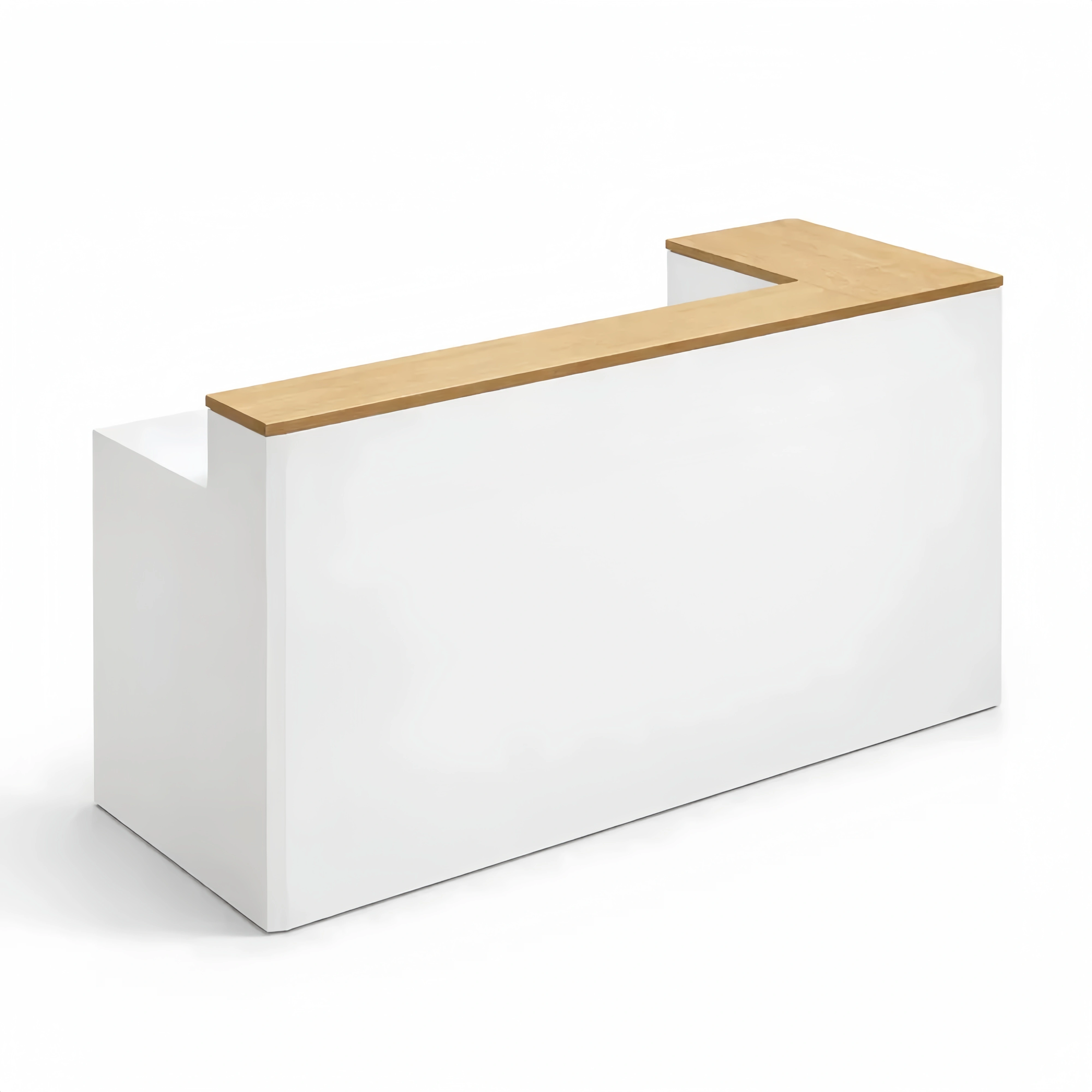 Banco reception elegante bianco e oro per ufficio, minimarket, 120 cm