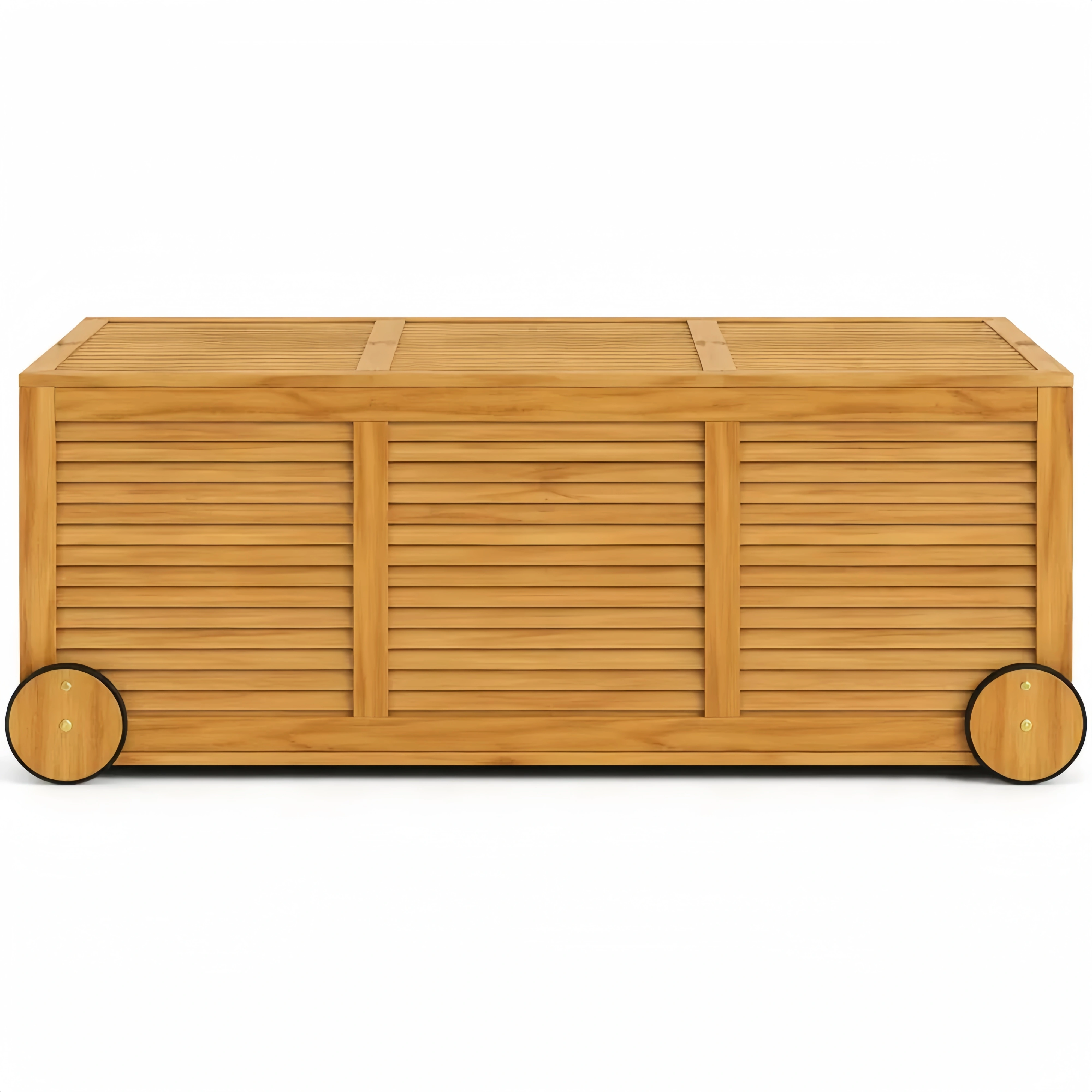 Baule da Giardino con Ruote e Maniglie, Contenitore Esterno Impermeabile, Cassapanca Interna in Legno di Acacia