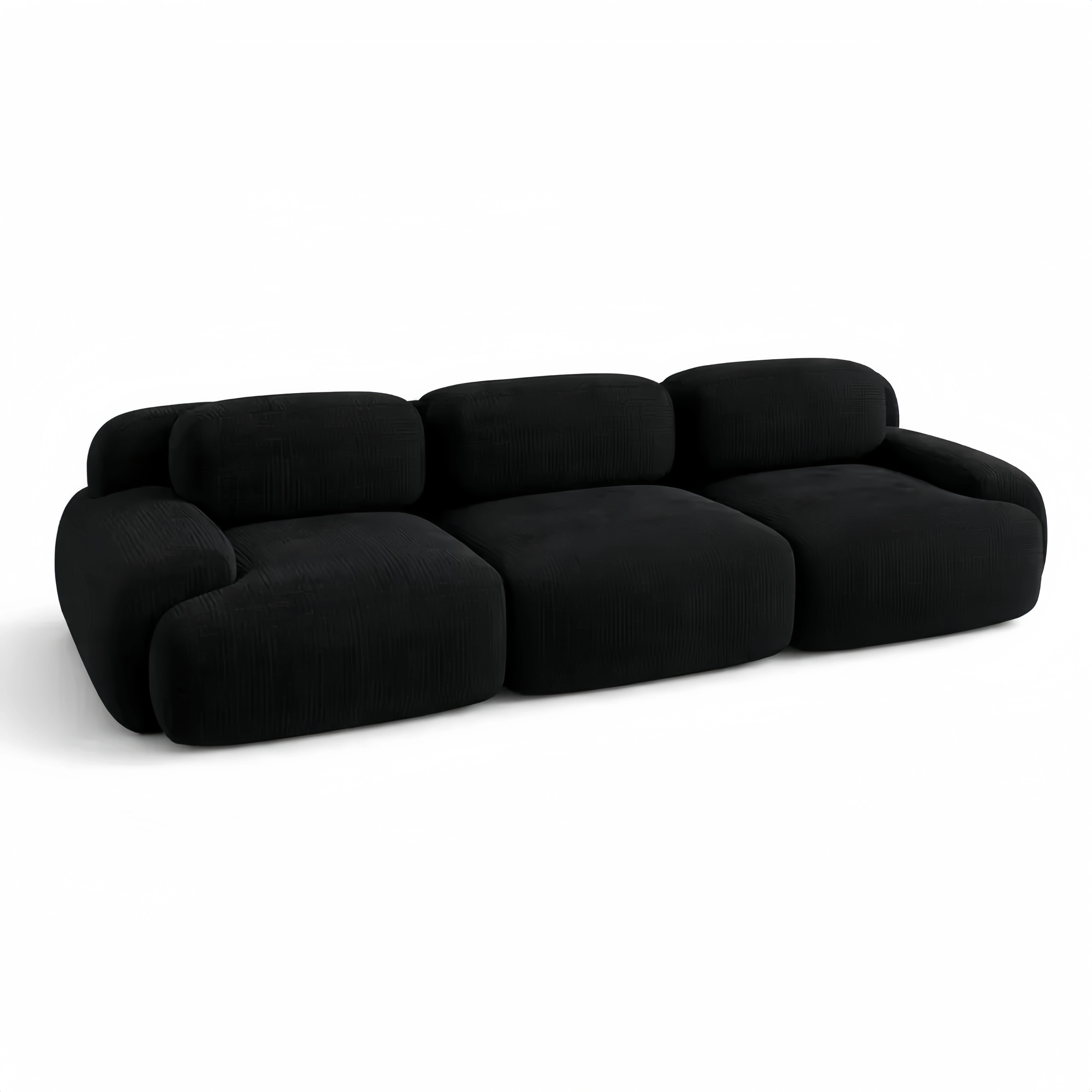 Divano a 3 posti in velluto a coste con braccioli curvi