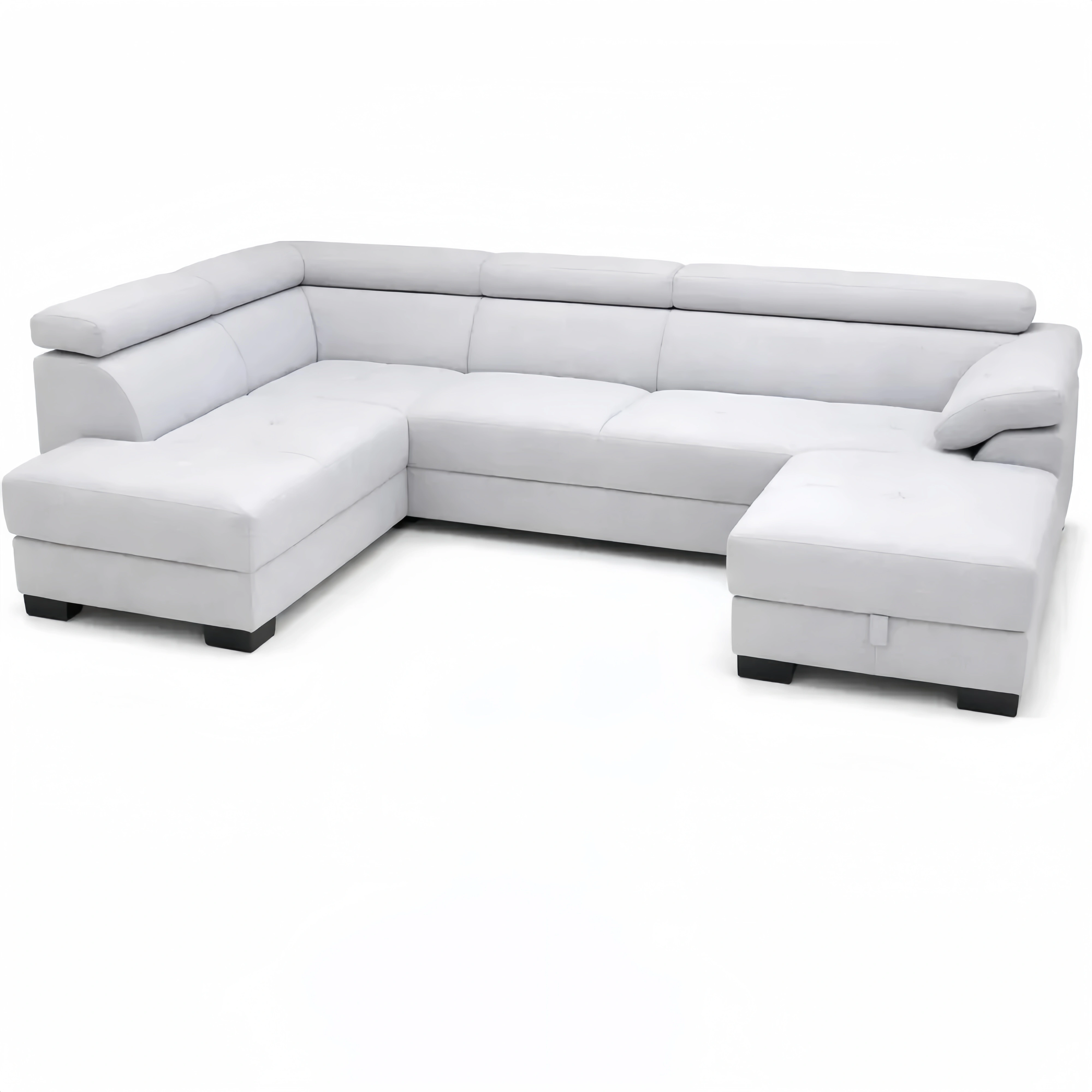 Divano ad Angolo con Schienale a Forma di U, Funzione Letto, Grigio, 166 x 337 x 232 cm