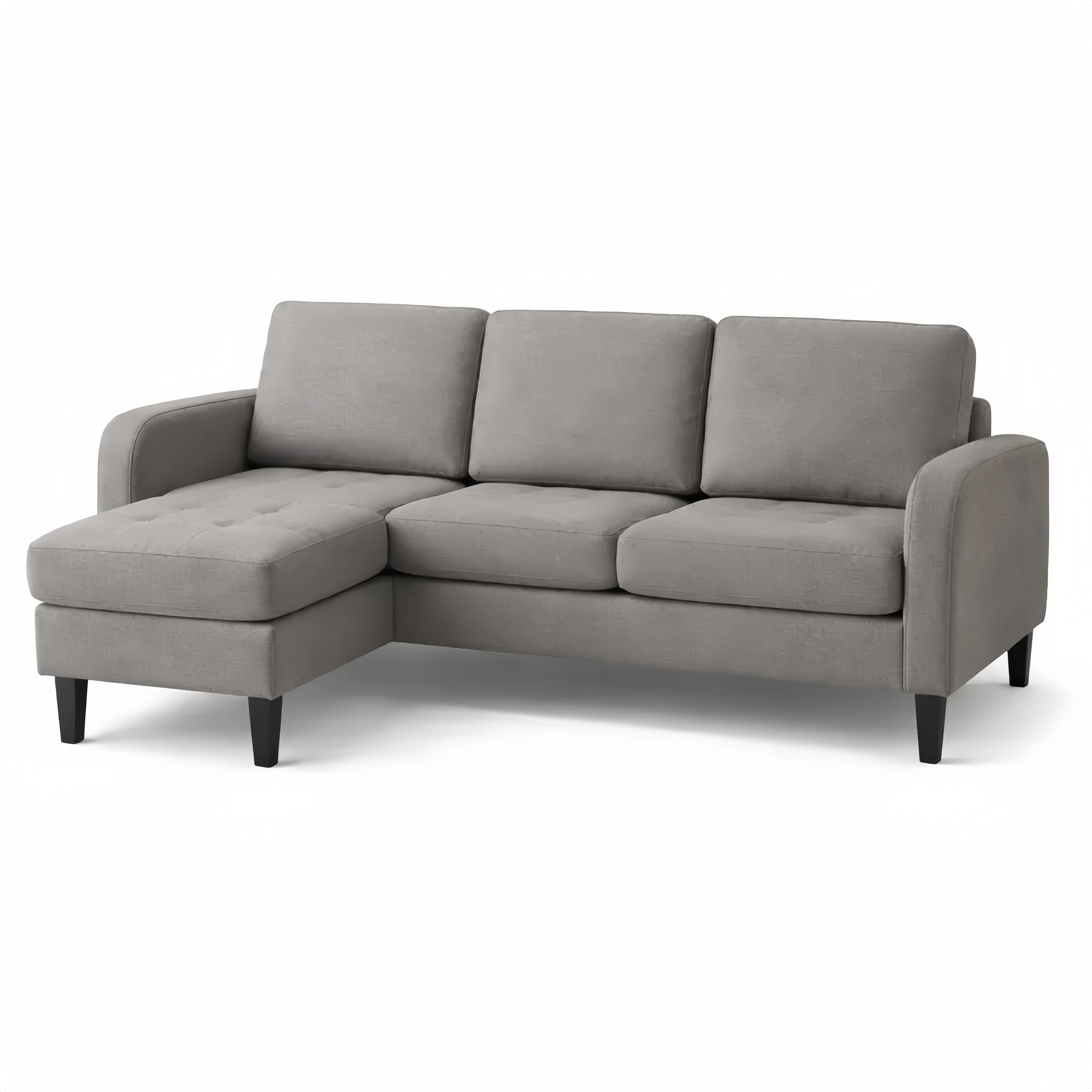 Divano modulare a L con chaise longue in tessuto traspirante