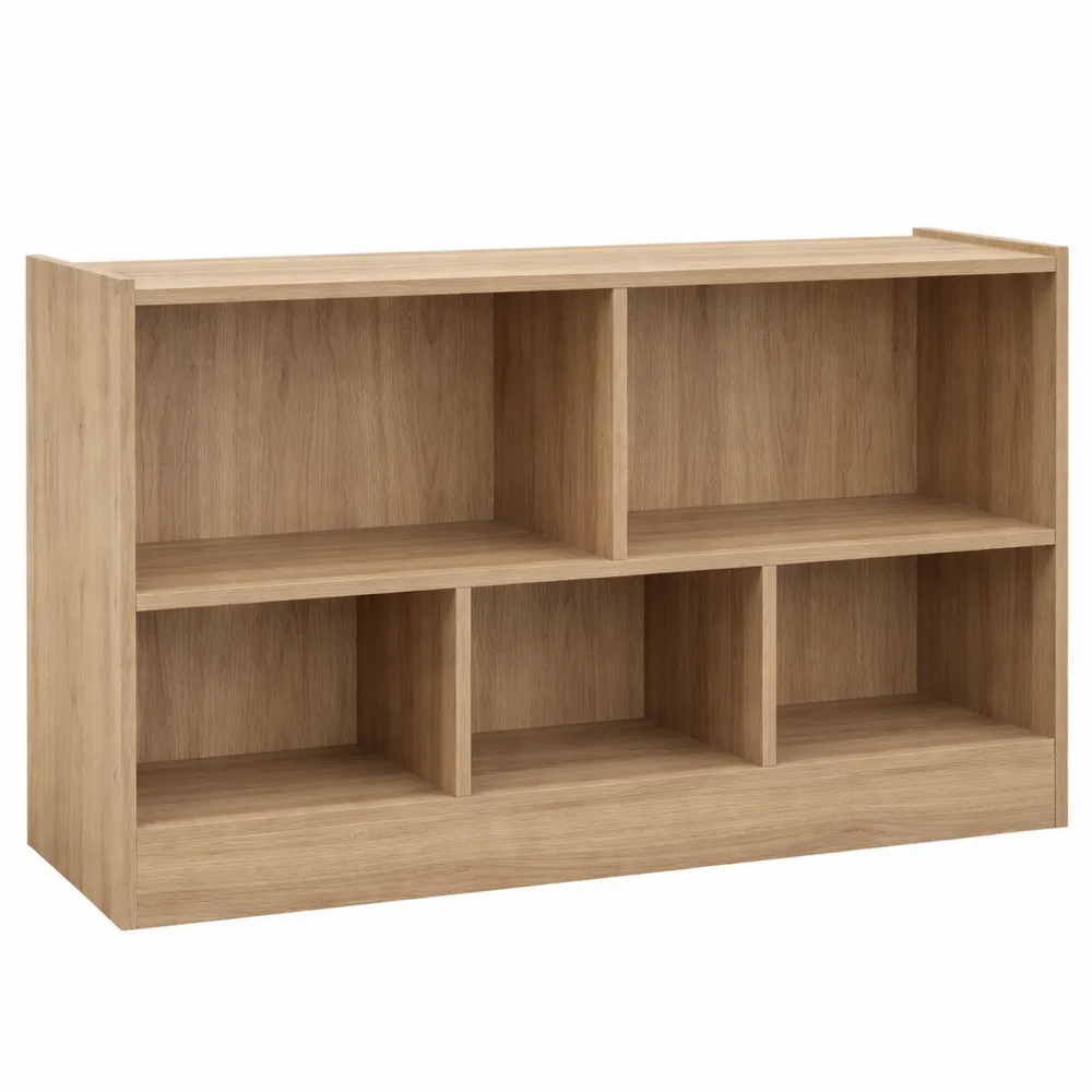 Étagère de Rangement Ouverte, 5 Compartiments Variés, Meuble en Bois avec Pieds Antidérapants, pour Livres et Jouets, 111 x 30 x 61,5 cm