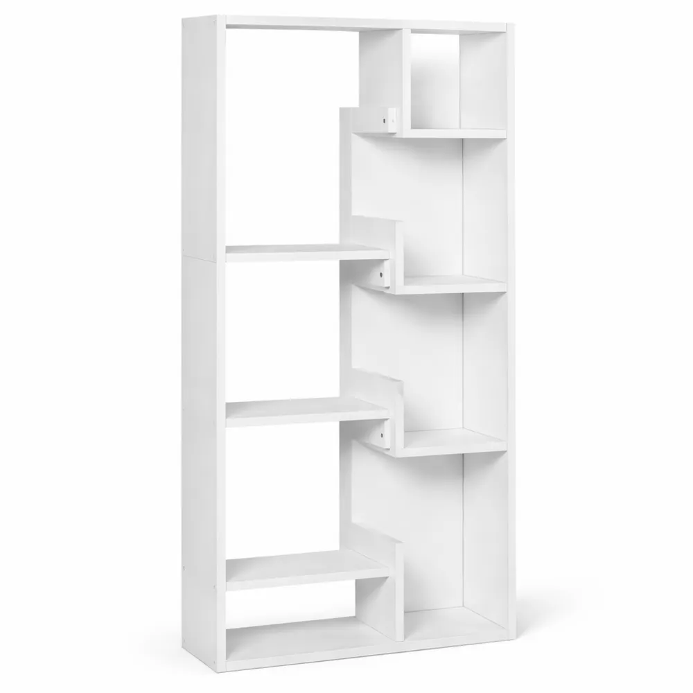 Étagère Moderne à 6 Niveaux pour Salon et Bureau, Design Original, Blanc