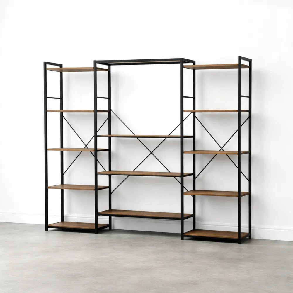 Étagère de Rangement Industrielle avec 13 Niveaux pour Salon et Bureau