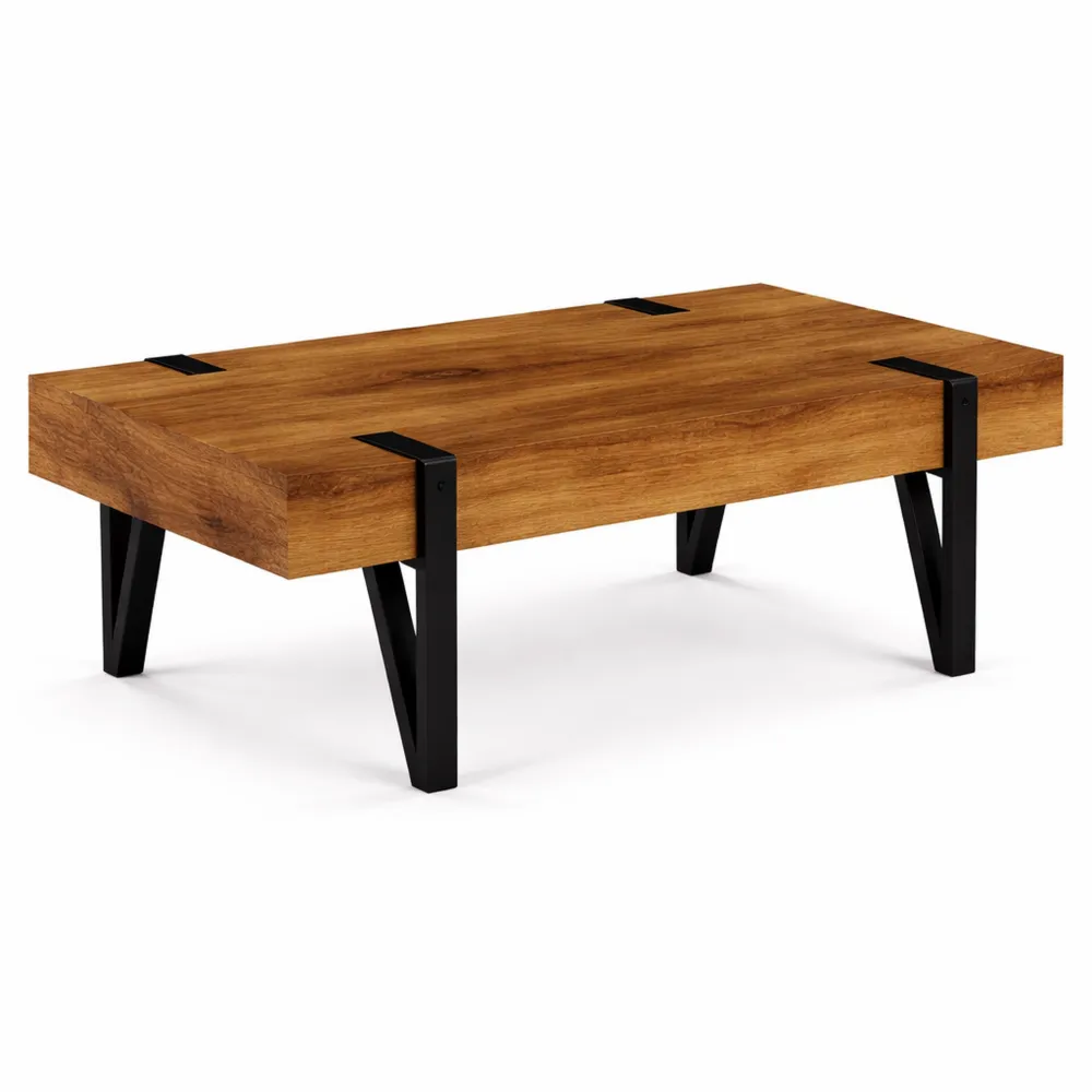 Table de Salon Rectangulaire avec Tiroir et Pieds Épingles