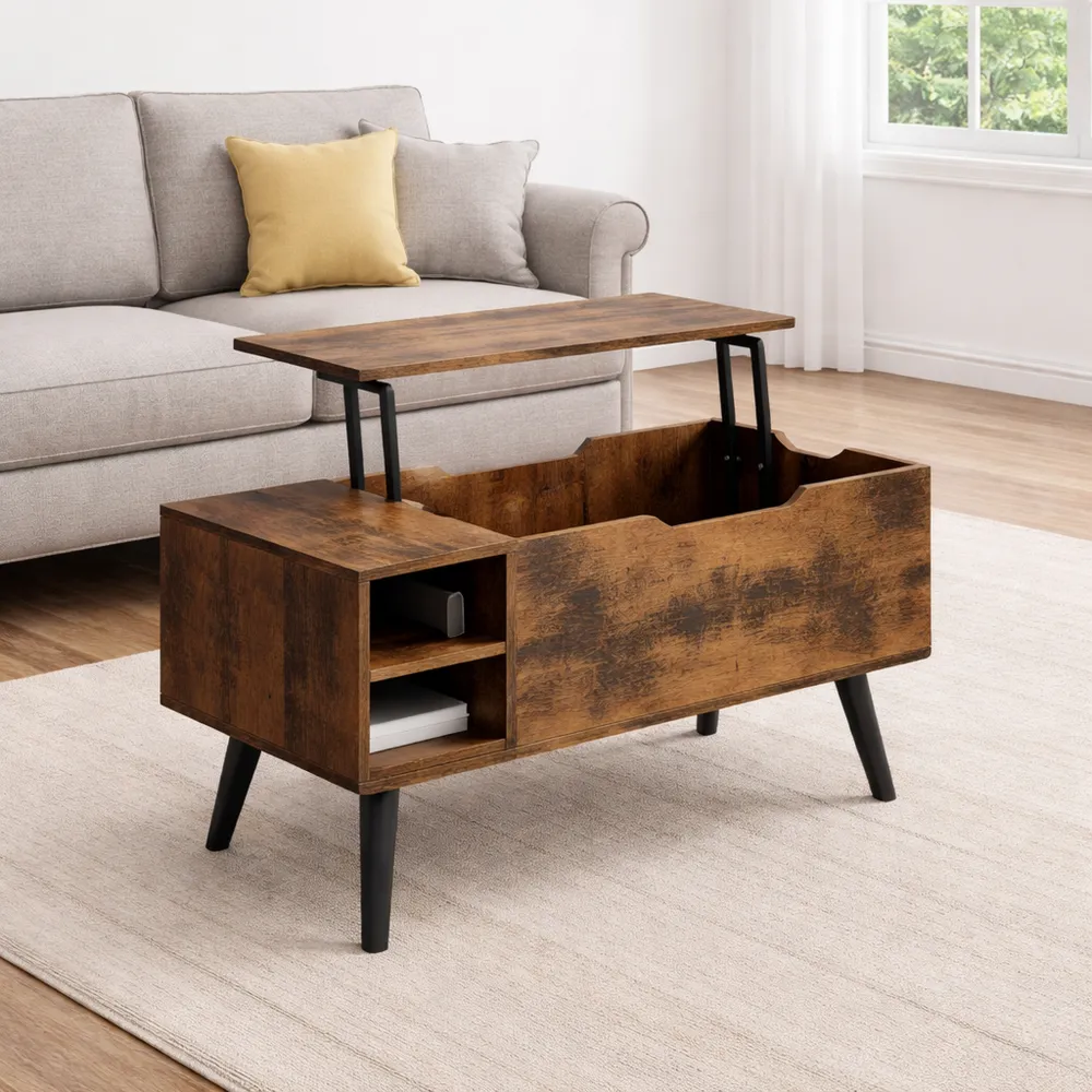 Table basse ajustable avec espace de rangement dissimulé pour salon