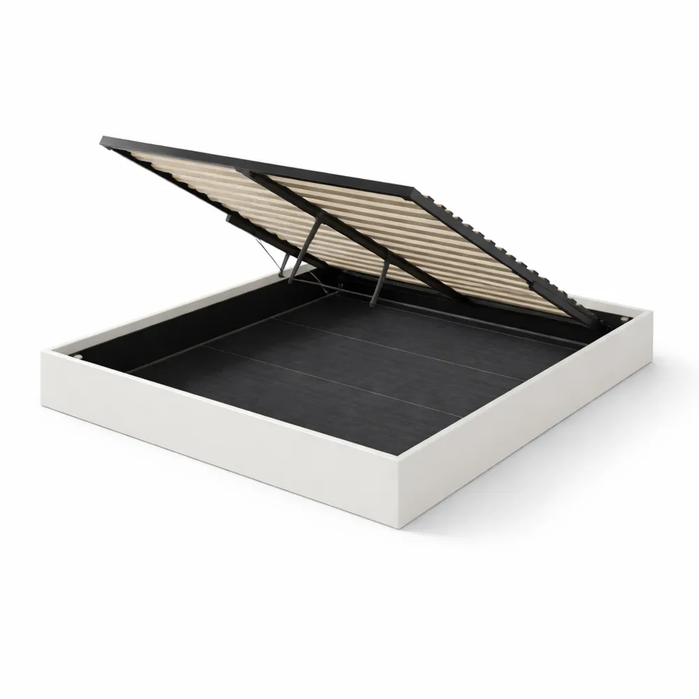 Lit Coffre en Tissu avec Sommier à Lattes