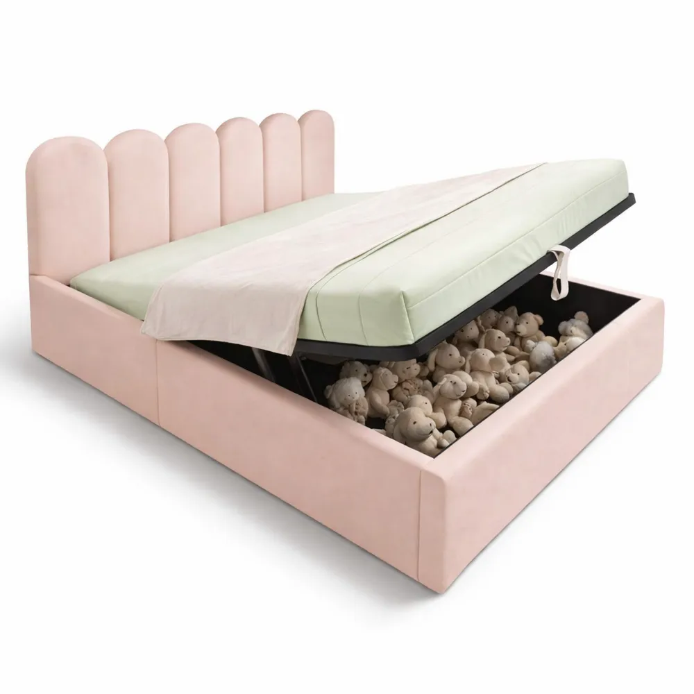 Canapé-lit moderne avec espace de rangement hydraulique, lit simple rembourré en velours